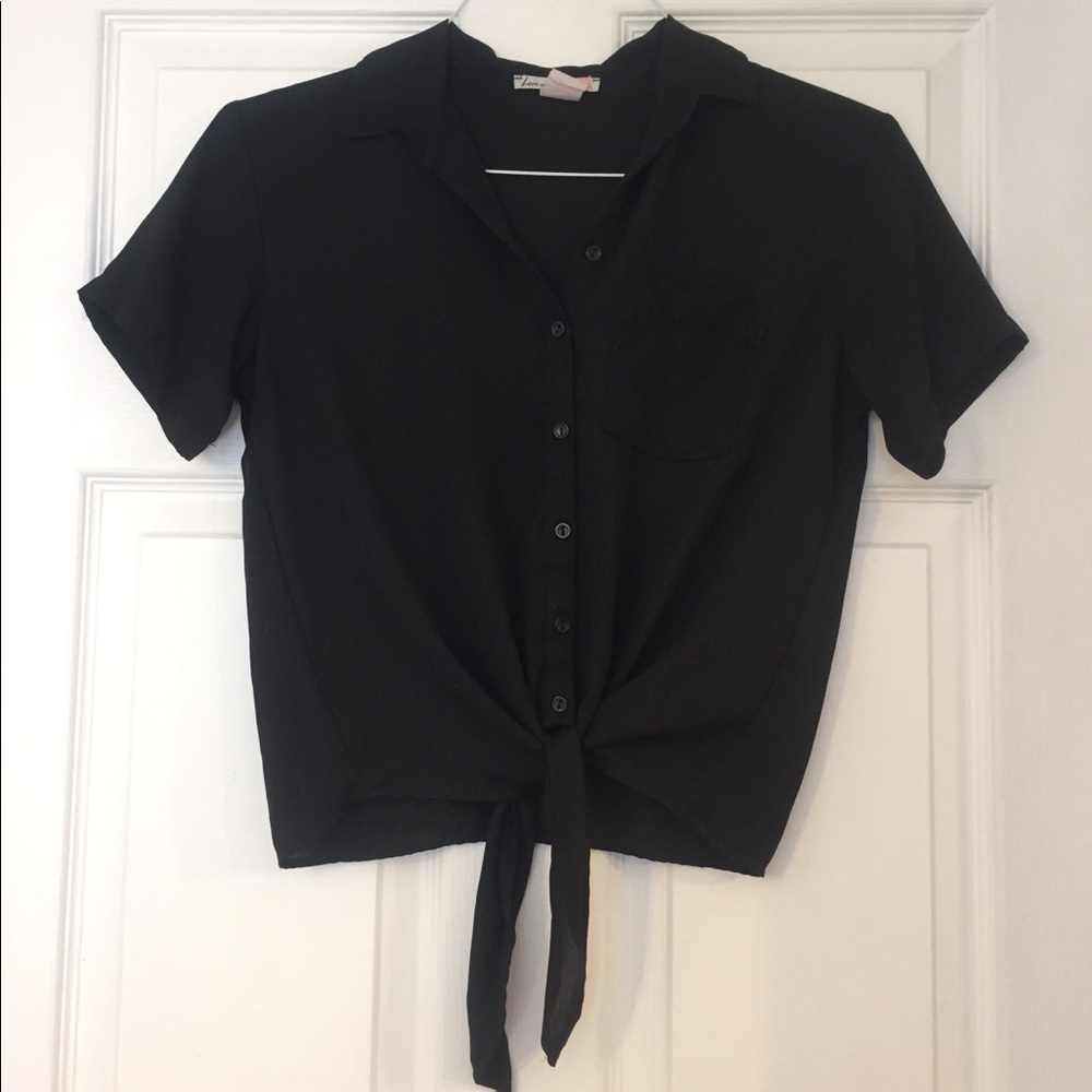 Love Square (Nordstrom Rack) tie front black top